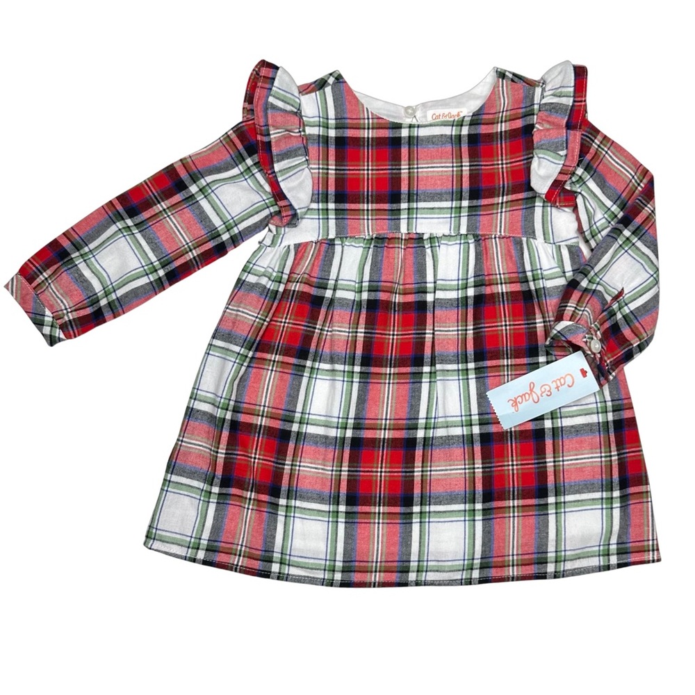 Cat‎ & Jack Plaid Ruffle Shoulder Dress